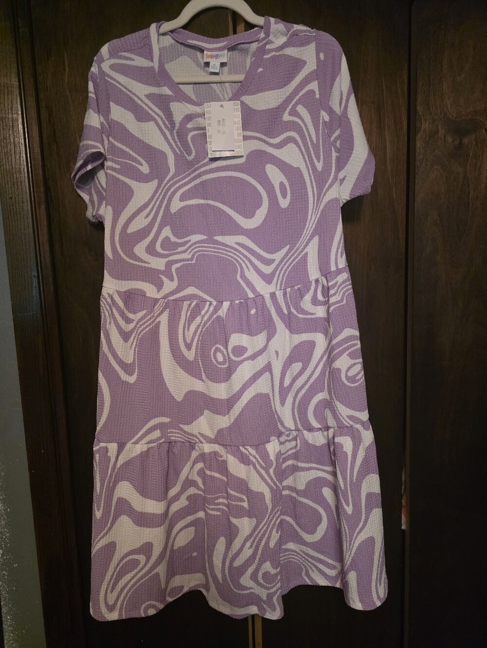 Lavender Swirl Tiered Short Sleeve Dress